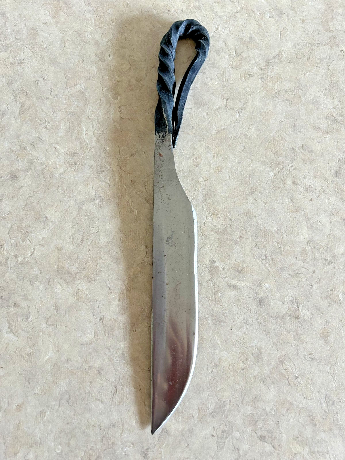 Antique Twisted Hand Forged Railroad Spike Knife Branded «Lion of Judah»