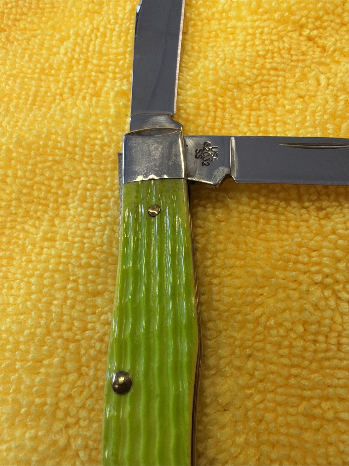 Case XX Lime Green Jigged Bone 3.5″ Medium Texas Jack 62032 SS Rare Wow!