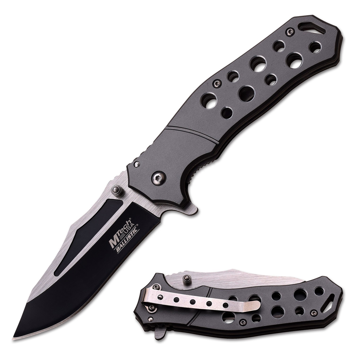 7.75″ MTech USA Spring Assisted Knife w/Anodized Aluminum Handle & Clip