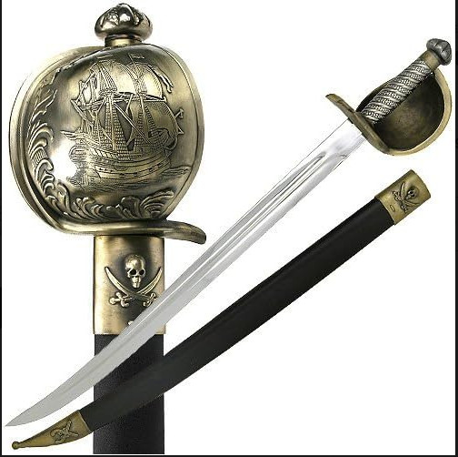 30″ Fantasy Pirate Cutlass Sword w/Scabbard-Metal Hand Grip-Custom Blade Sheath