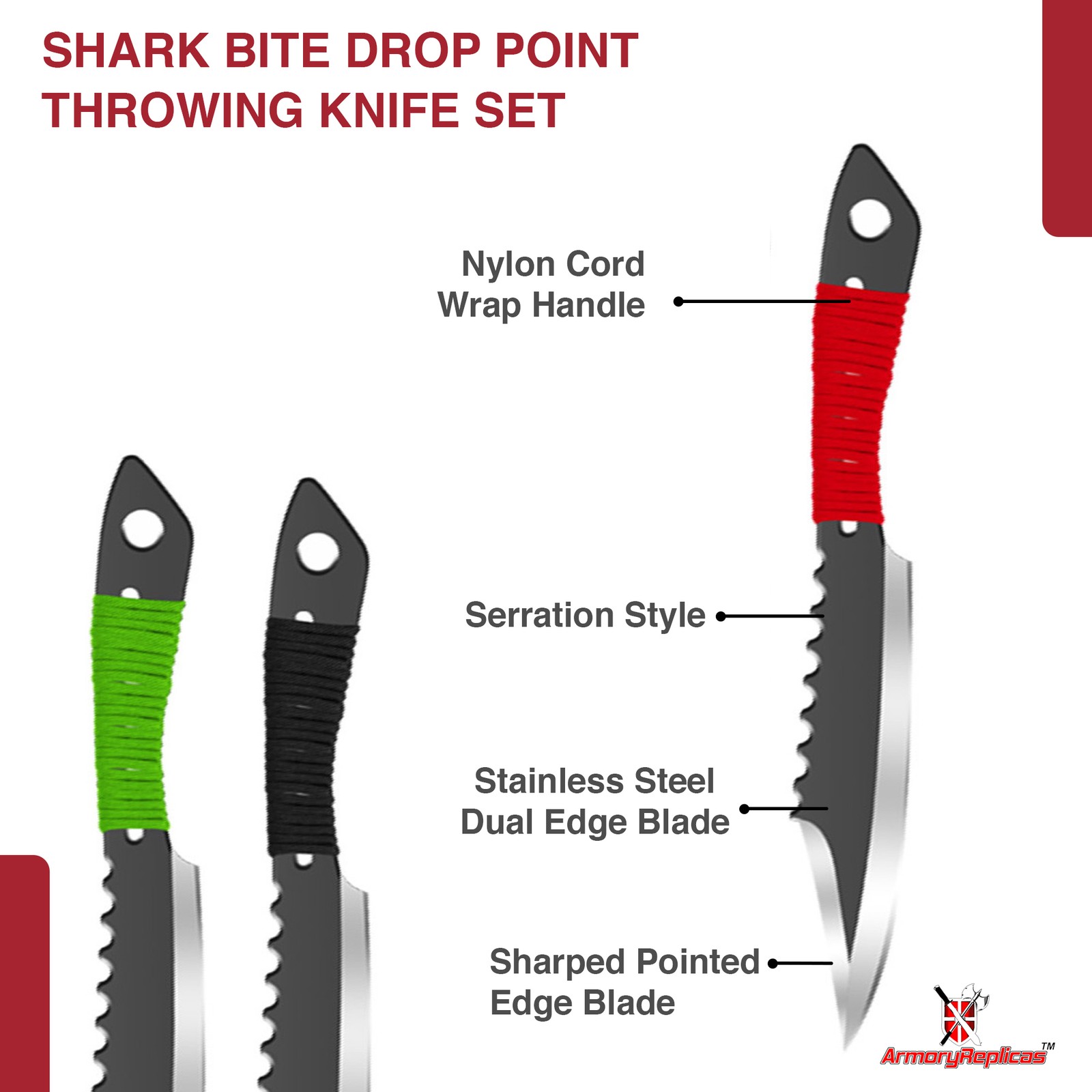 Lot of 6 Throwing Knives Drop Point 4 In Blade Cord Wrapped Handle + Free Sheath