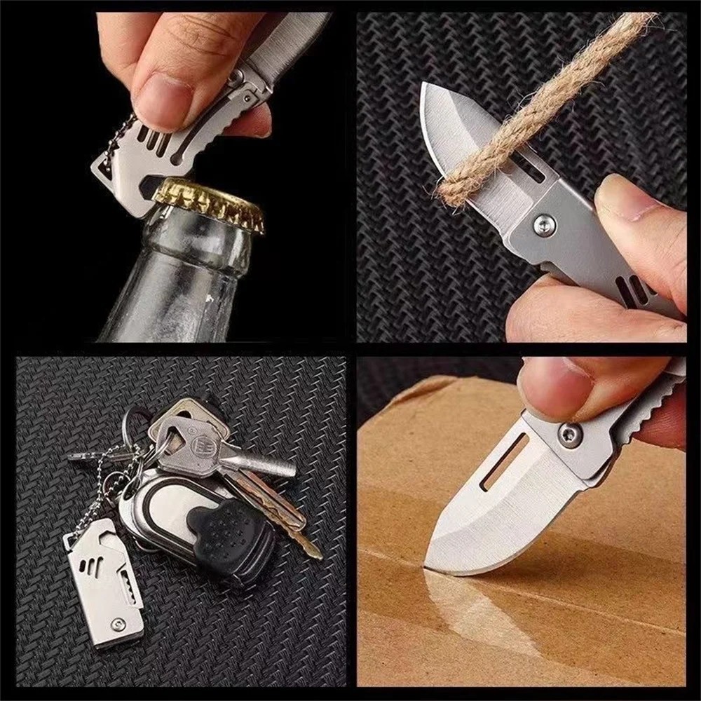 Mini EDC Foldable Pocket Knife Keychain Survival Tool Bottle Opener || US SELLER