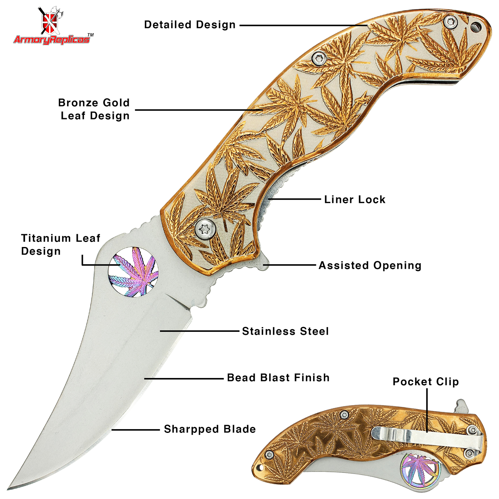 New Assisted Opening pocket knife Hunting survival Stainless Steel blade