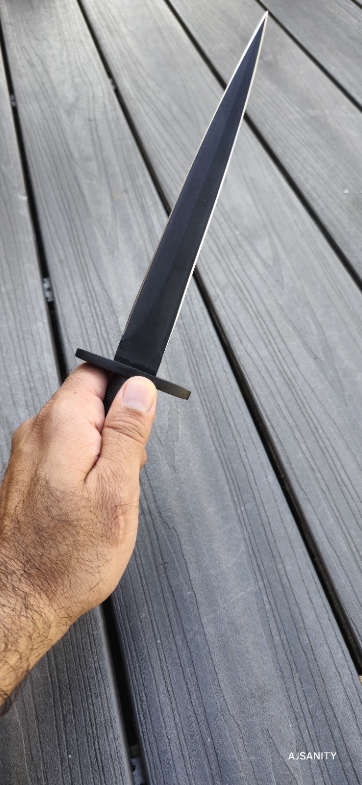 Custom Handmade Fixed Blade Double Edge Knife With Black Leather Sheath