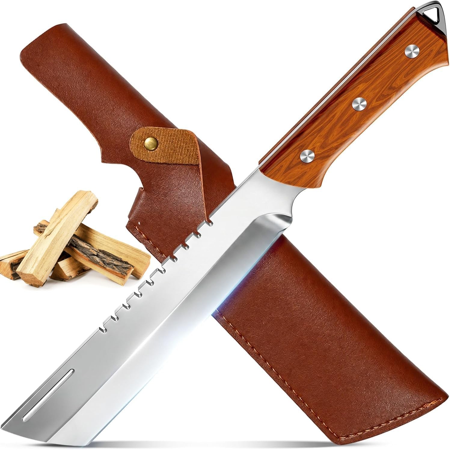 Full Tang Machete for Cutting Trees Heavy Duty Fixed Blade Knife with Sheath