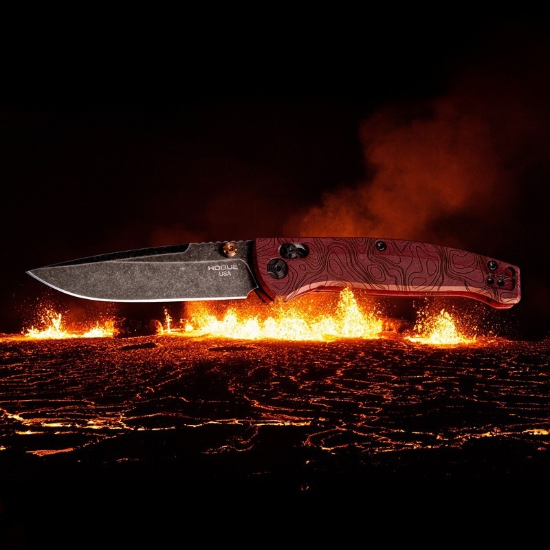 Hogue Knives Mysto Fire 3.4″ Clip Point MagnaCut Redstone Richlite 24452