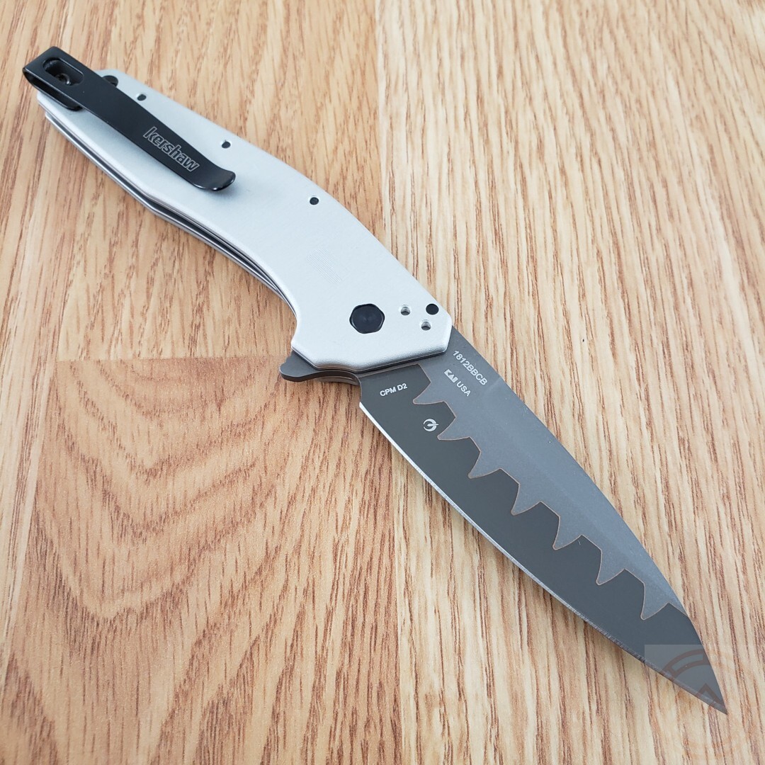 Kershaw Dividend Folding Knife 3″ N690 / D2 Steel Blade Gray Aluminum Handle