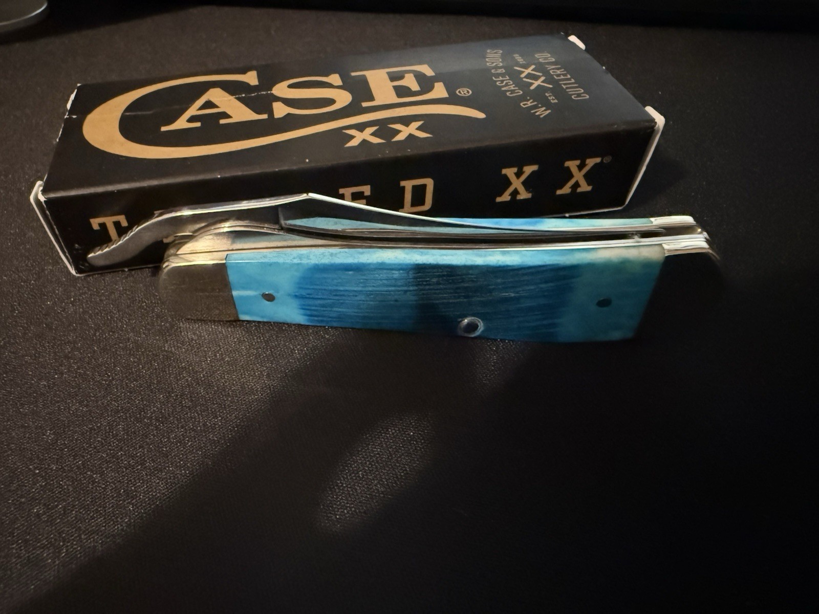 Case XX RussLock 25589 Blue Bone Handle Hawkbill Linerlock Pocketknife 2024