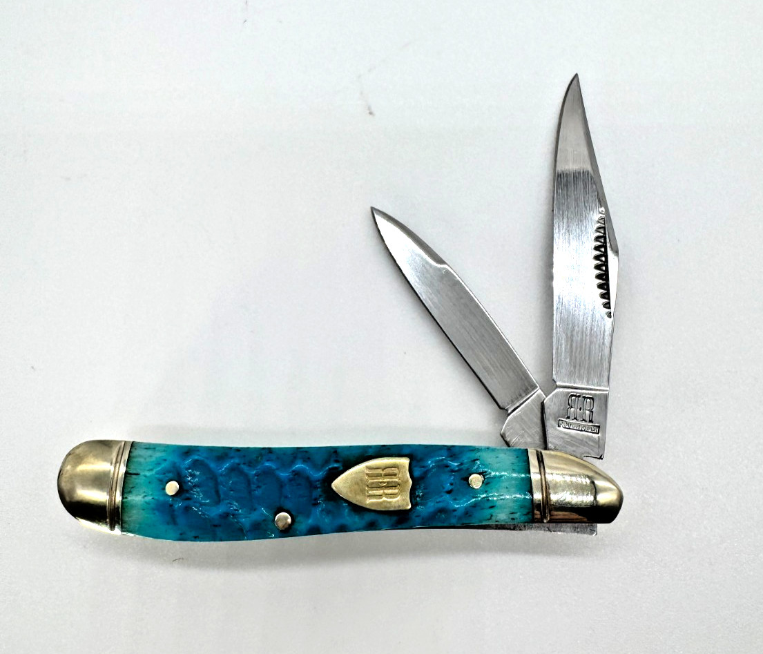 Rough Rider RR2767 Blue Dragon Peanut Knife Blue Jigged Bone 2 Blade NIB + BONUS