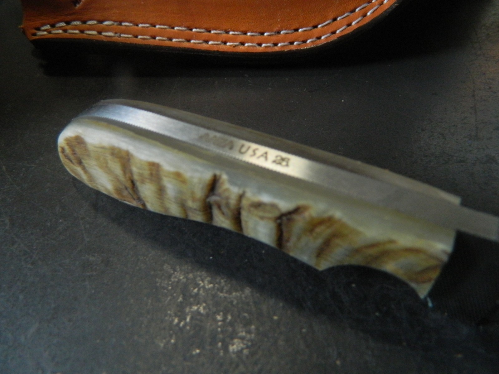 ANZA KNIVES 7.75″-8″ O.A. GENUINE SHEEPS HORN HANDLE BLADE FILE STEEL LEA. SH.