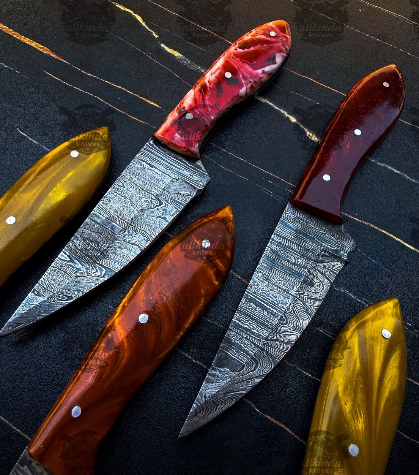LOT OF 50 8 Inches Handmade Damascus Steel Skinner Knives Rasin Handles