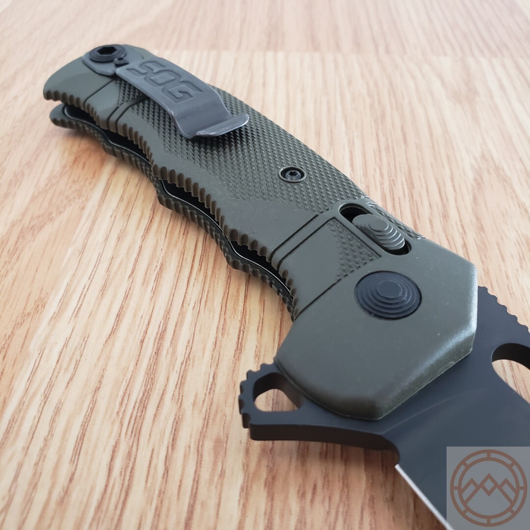 SOG SEAL XR Folding Knife 4″ S35VN Steel Clip Point Blade OD Green GRN Handle
