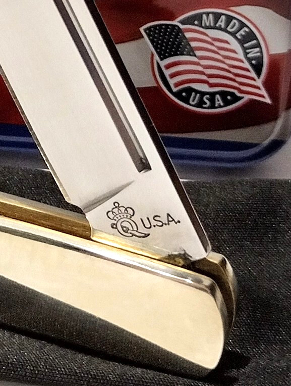 Queen USA 4″ Brown Burnt Stag Bone Barlow Slipjoint Folding Pocket Knife QGSH180