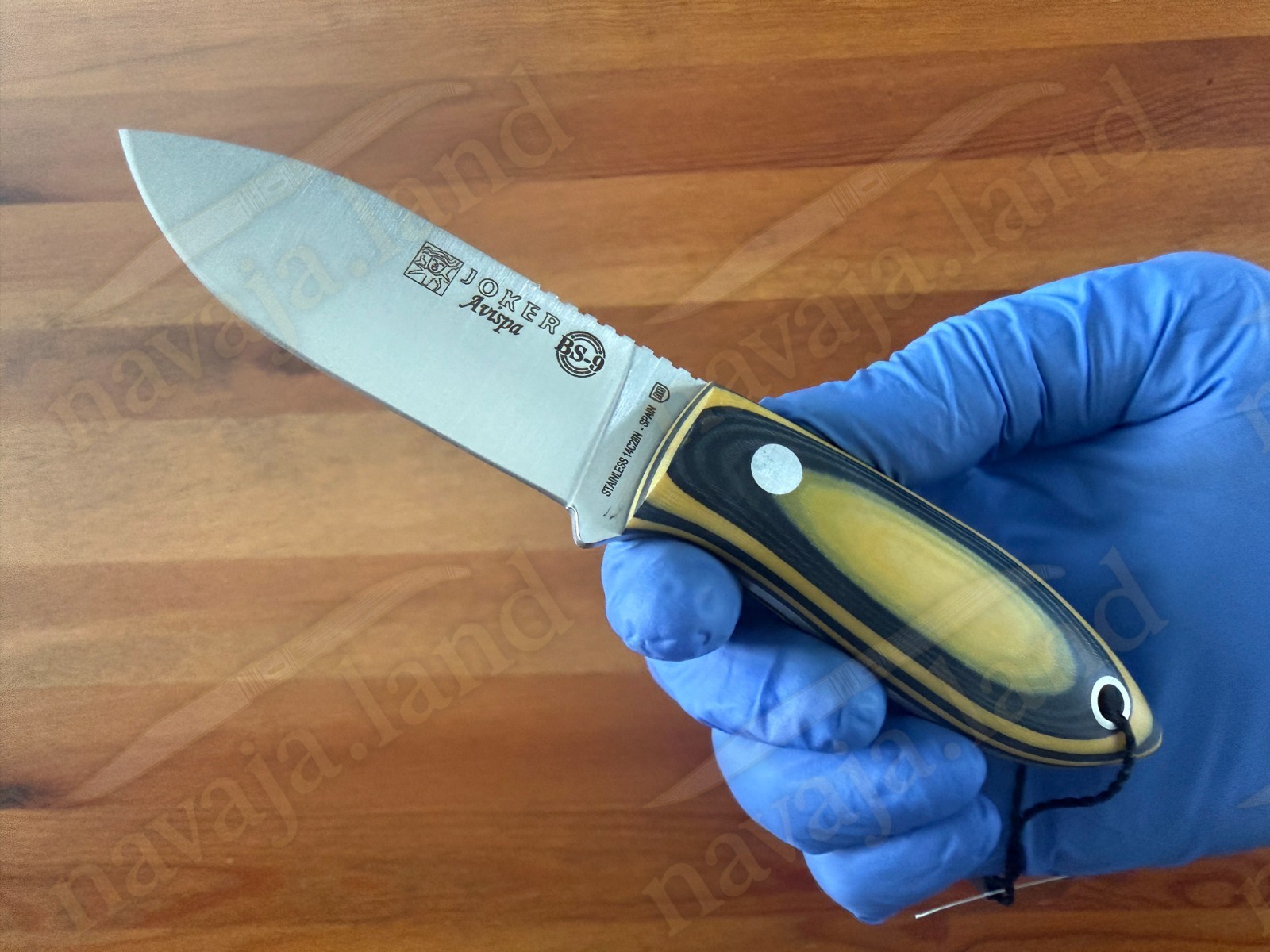 Joker Avispa Bushcraft Knife 3.15” Sandvik 14C28N Blade – Yellow & Black Micarta