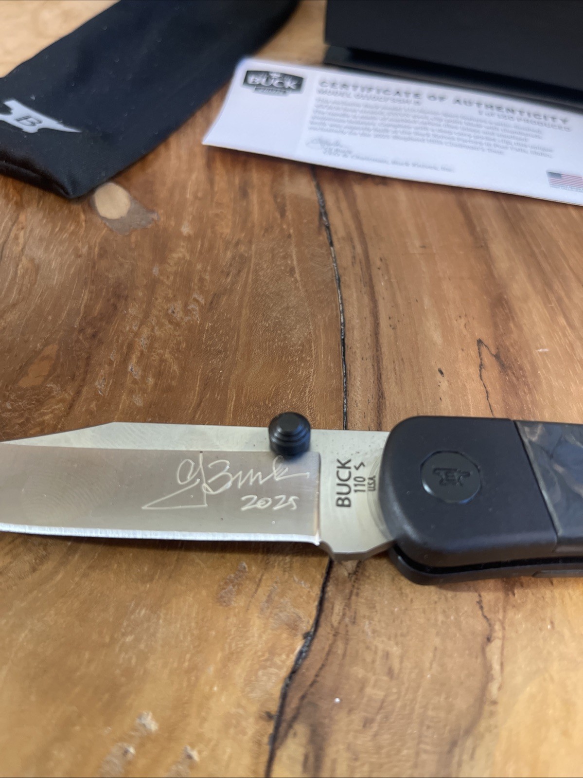CJ BUCK Signed 110 Knife 2025 CARBON FIBER Sport Hunter USA S35VN BOS 1/150 Pro