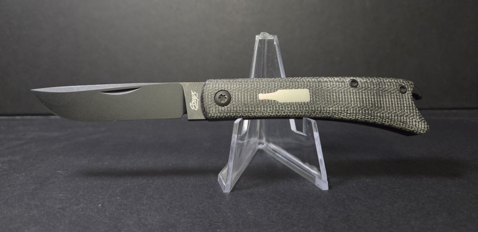 ESNYX KNIFE – SILVERLINE BEER BUSTER Jr. Black MICARTA/ Titanium Front FLIPPER