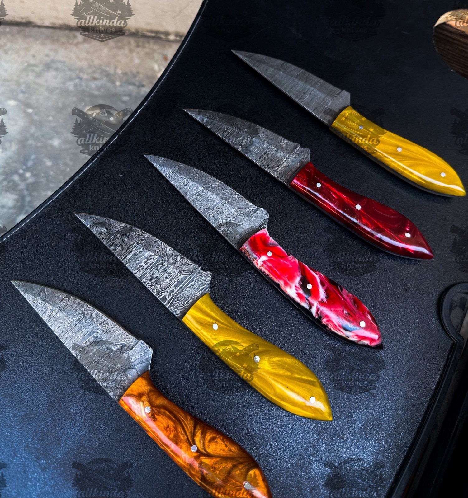 LOT OF 50 8 Inches Handmade Damascus Steel Skinner Knives Rasin Handles
