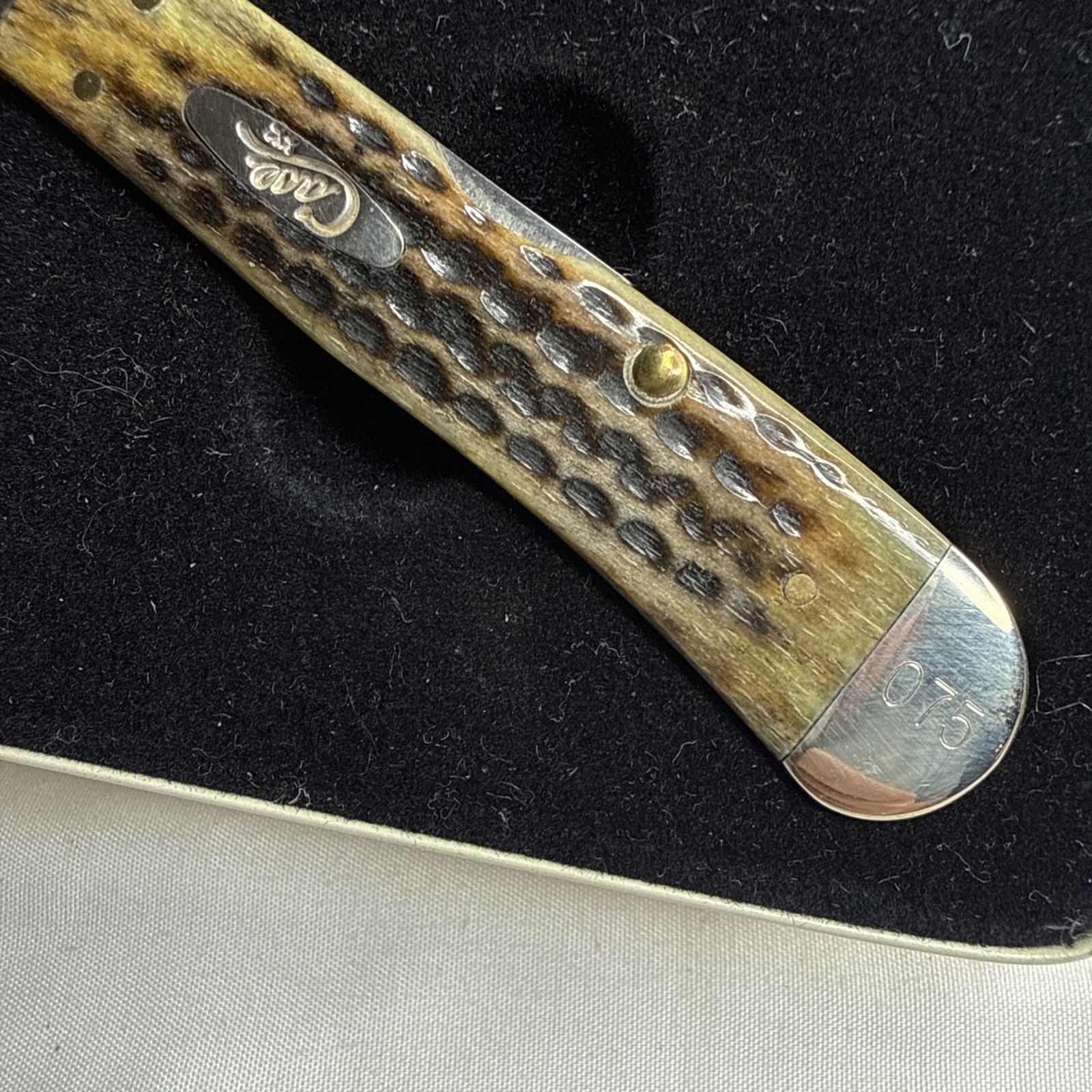 Case-XX 61549l ss United States Army Stag Numbered #75 Copperlock Knife