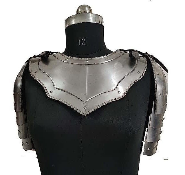 Medieval Spaulders and Gorget Armor Set – Viking Crusader Shoulder Protection