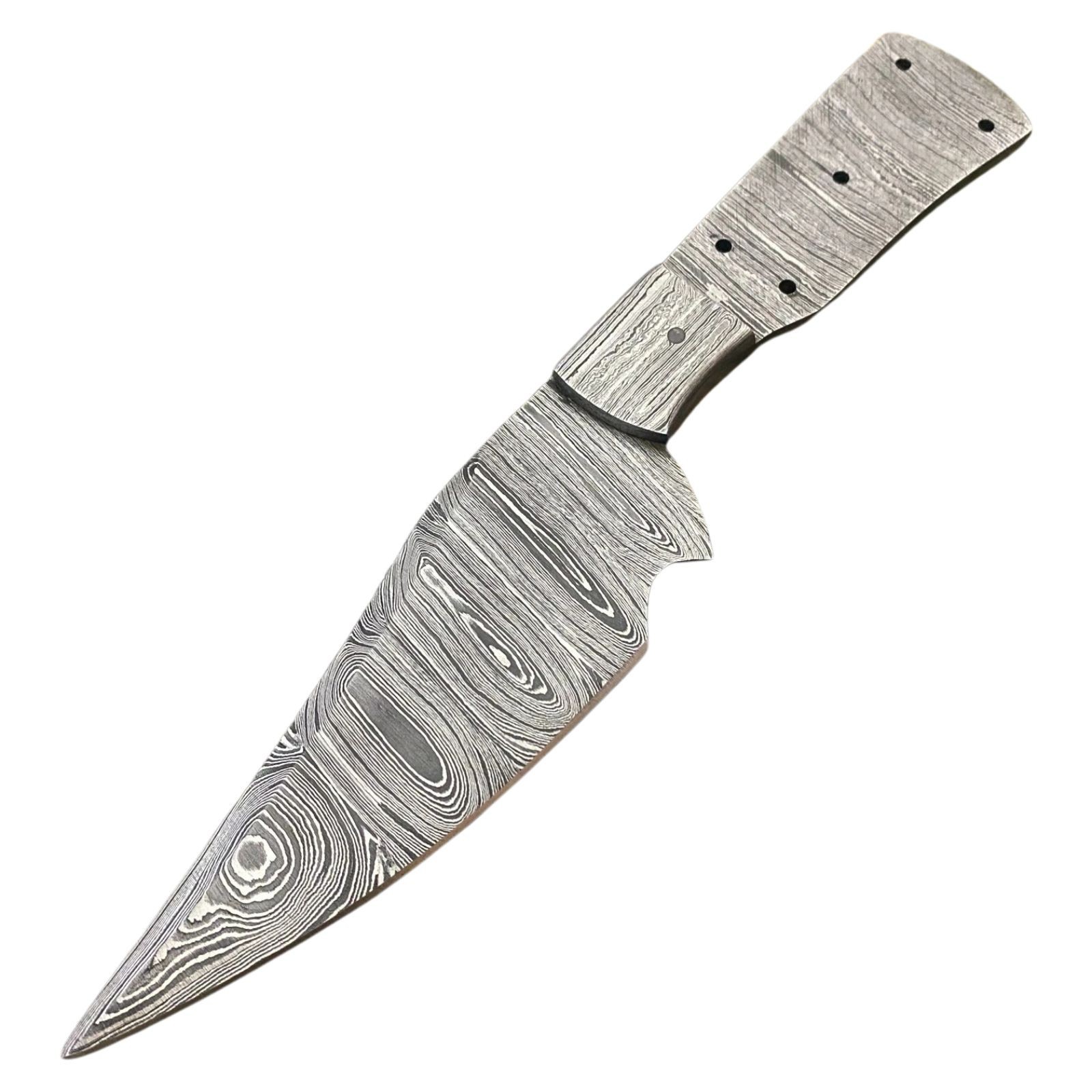 Damascus Steel Knife Blank Full Tang Clip Point 8in Tactical DIY Hunting Tool