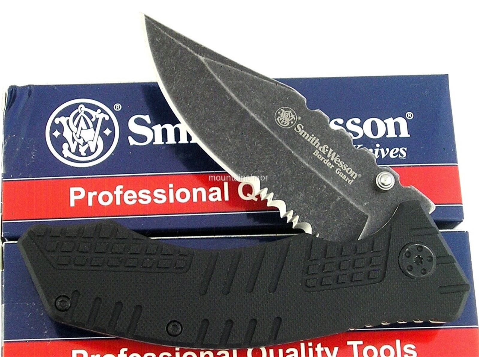 Smith & Wesson Border Guard Blackwashed Clip Point 7.9″ / 4.5″ G10 Knife SWBG9BS