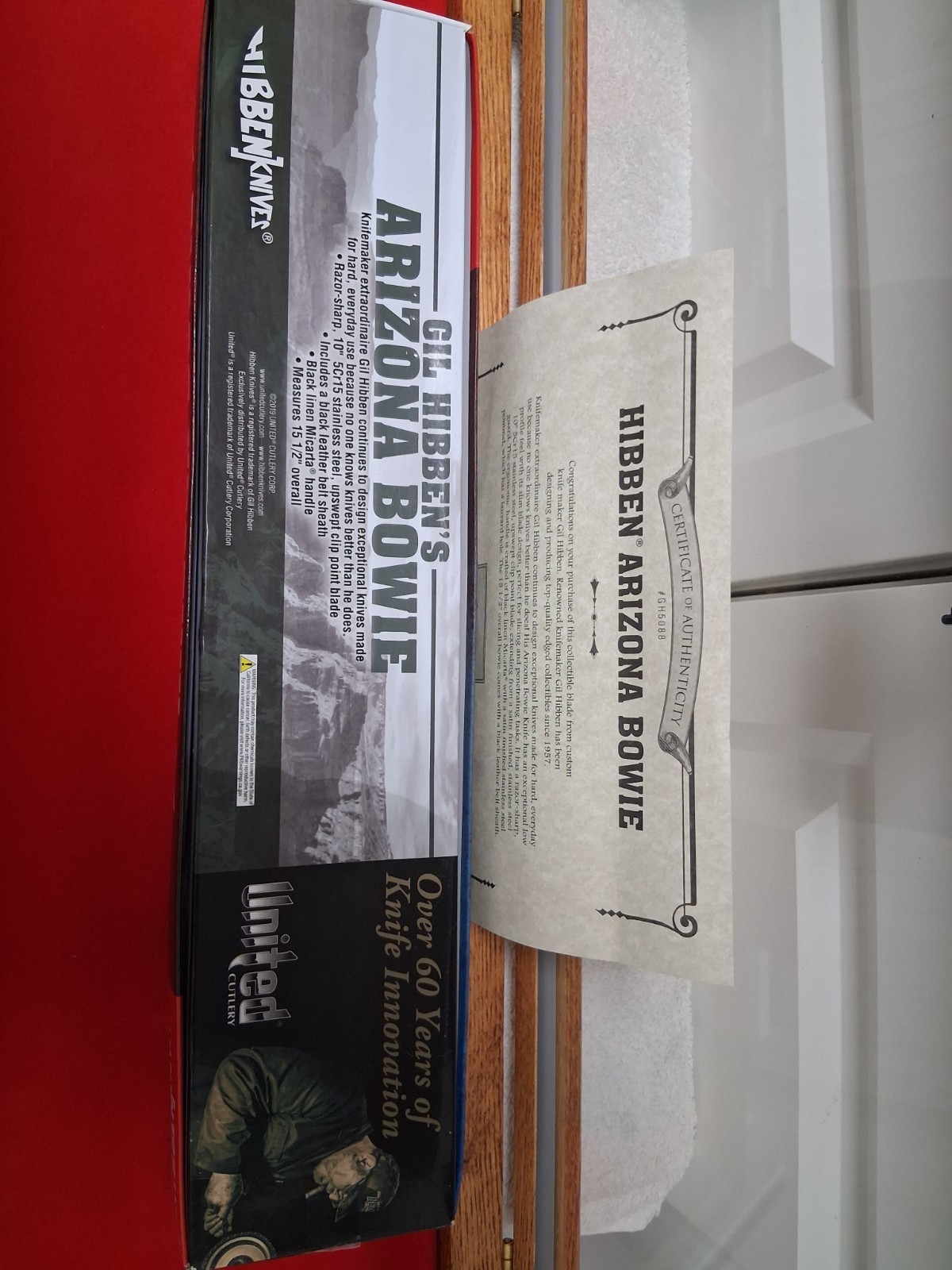 GIL HIBBEN’s ARIZONA BOWIE KNIFE with SHEATH &BOX 15 1/2″long! NEW Condition!!