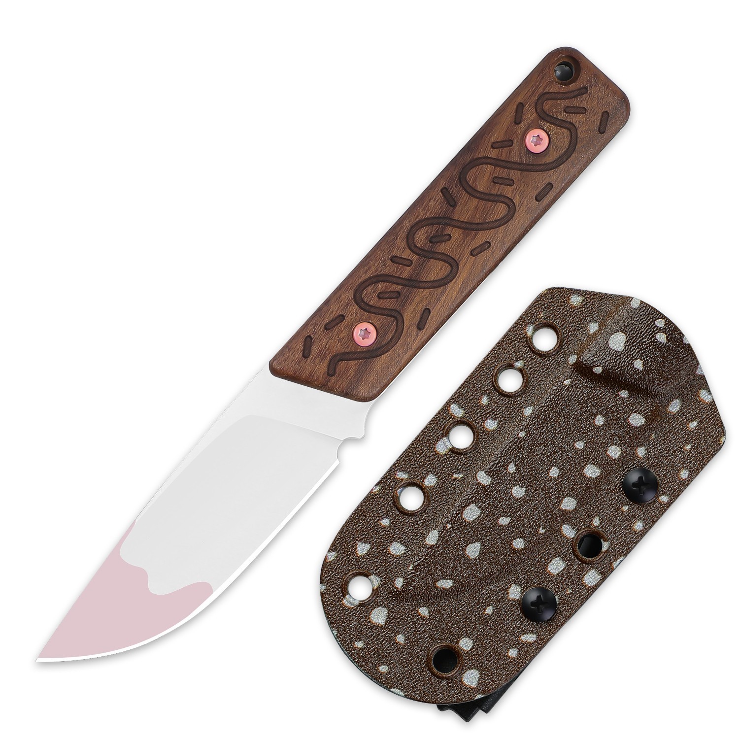 Kizer Smolt Drop Point Fixed Blade Knife AEB-L Blade Mkuruti Wood Handle 1063A8