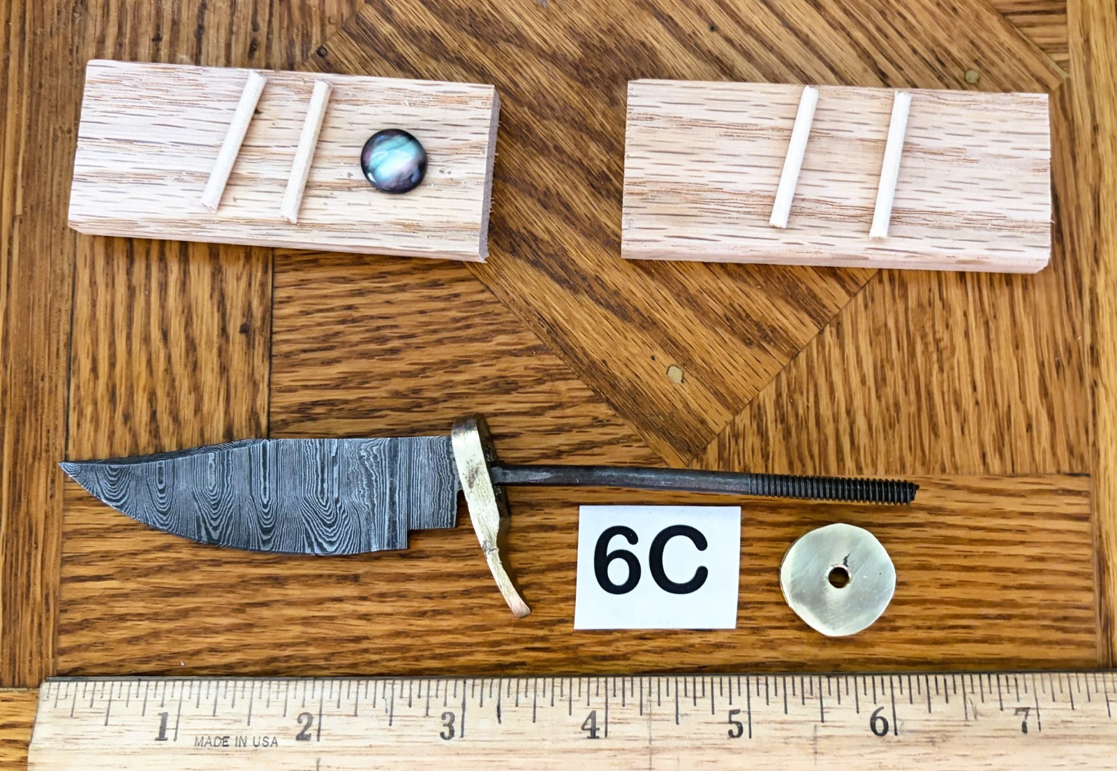 6″ – DAMASCUS STEEL KNIFE-MATERIAL-HARD WOOD HANDLE KIT #6C, 7C, 8C