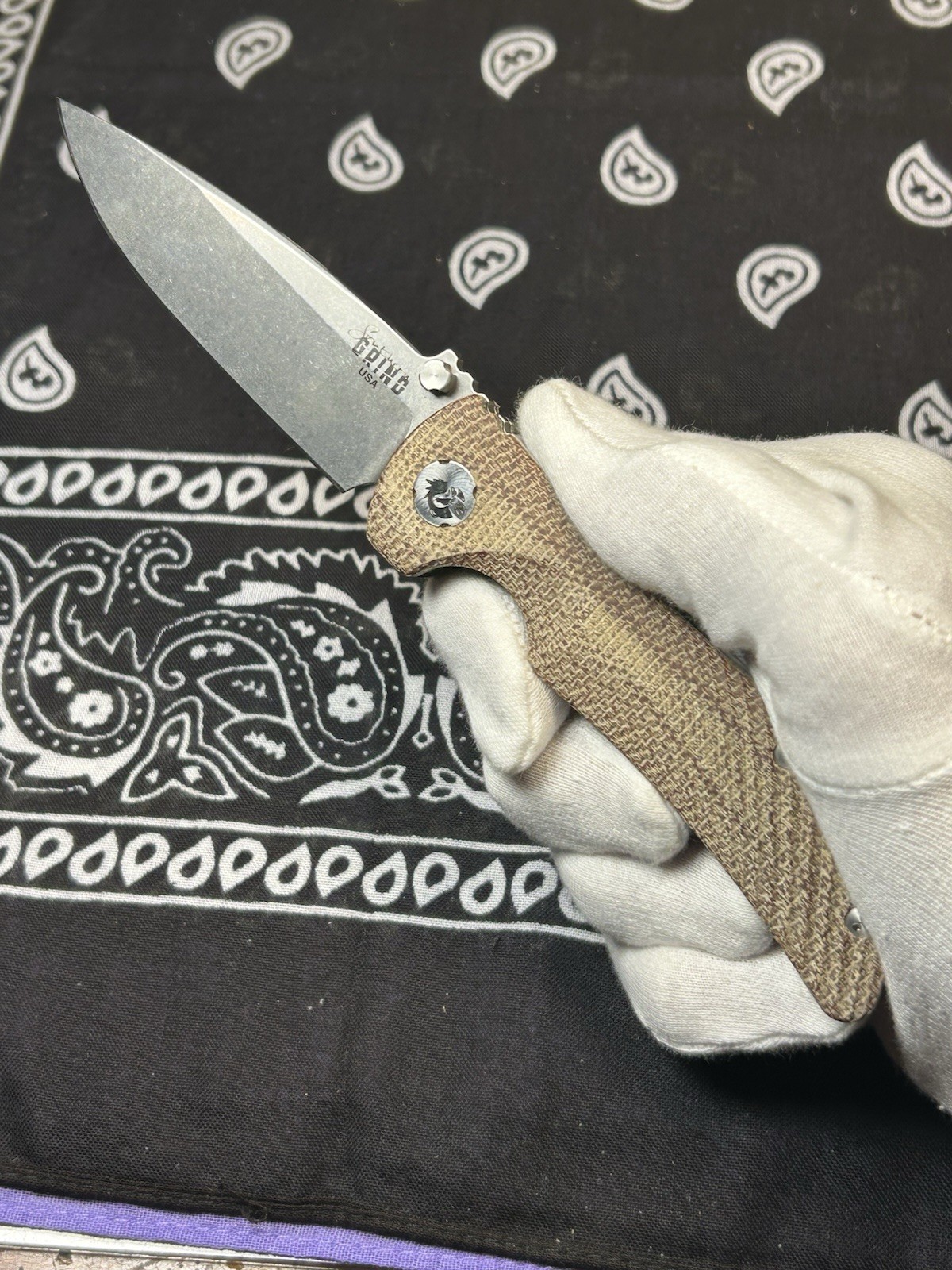 🔥New Southern Grind Spider Monkey Natural Micarta And Titanium Liners S35VN #2