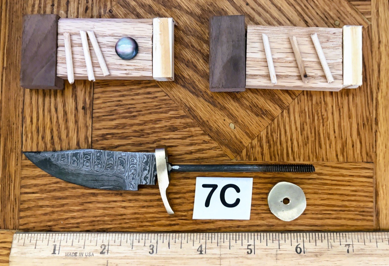 6″ – DAMASCUS STEEL KNIFE-MATERIAL-HARD WOOD HANDLE KIT #6C, 7C, 8C