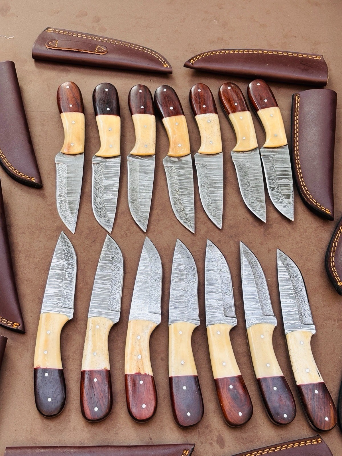 LOT OF 100 CUSTOM HANDMADE DAMASCUS STEEL HUNTING SKINNER KNIFE HANDLE BONE
