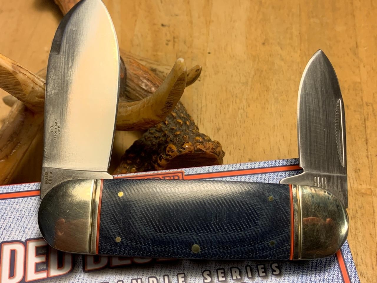 Rough Ryder Faded Blue Jeans Micarta Large Toenail 4 1/4″ Pocket Knife RR2348