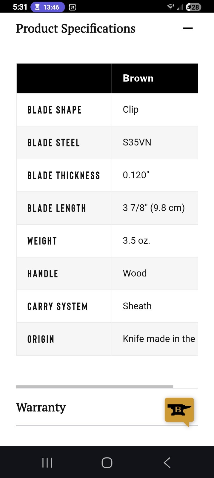 Buck BOTM JULY 2026 102 Knife S35VN BLADE IRONWOOD, BRASS
