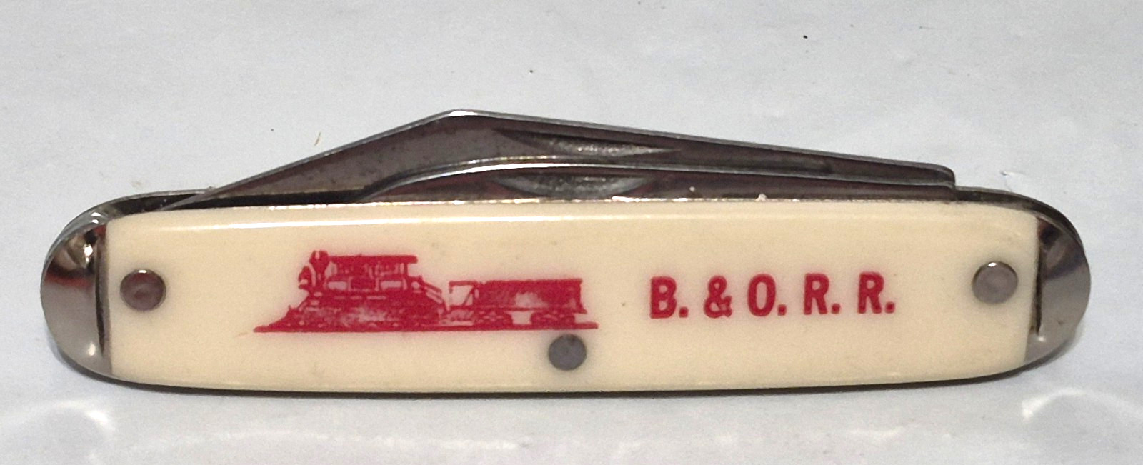 B & O R.R. Railroad USA Branded 2 Blade Novelty Pocket Knife