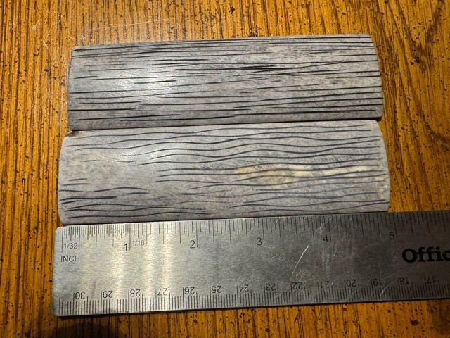 BEAUTIFUL GRAY COLORED LINED BONE KNIFE HANDLE MATERIAL BLANK SCALES