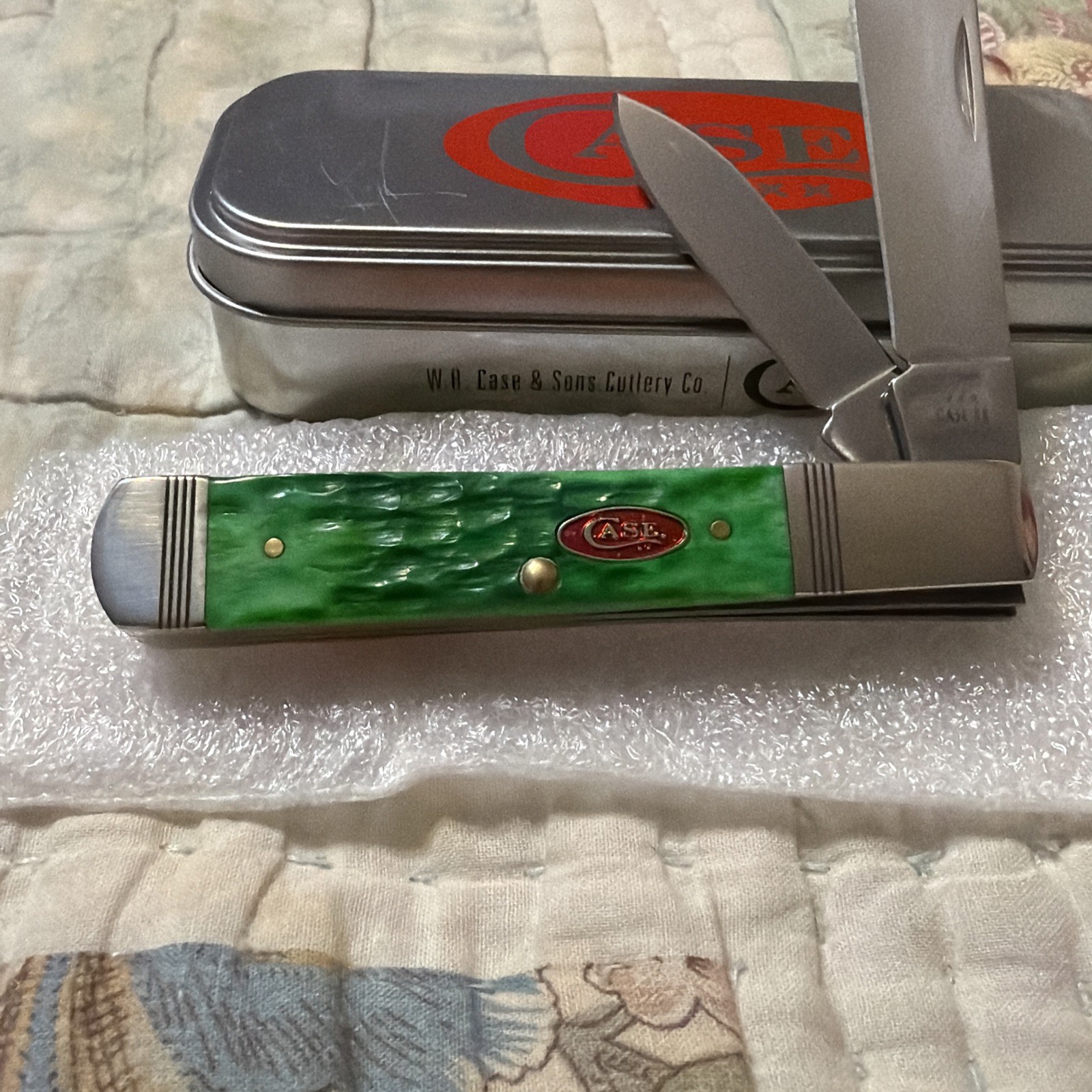 🔥🔥2024 Case XX Magicians Razor Green & Red Bone In Tin Opened 10933