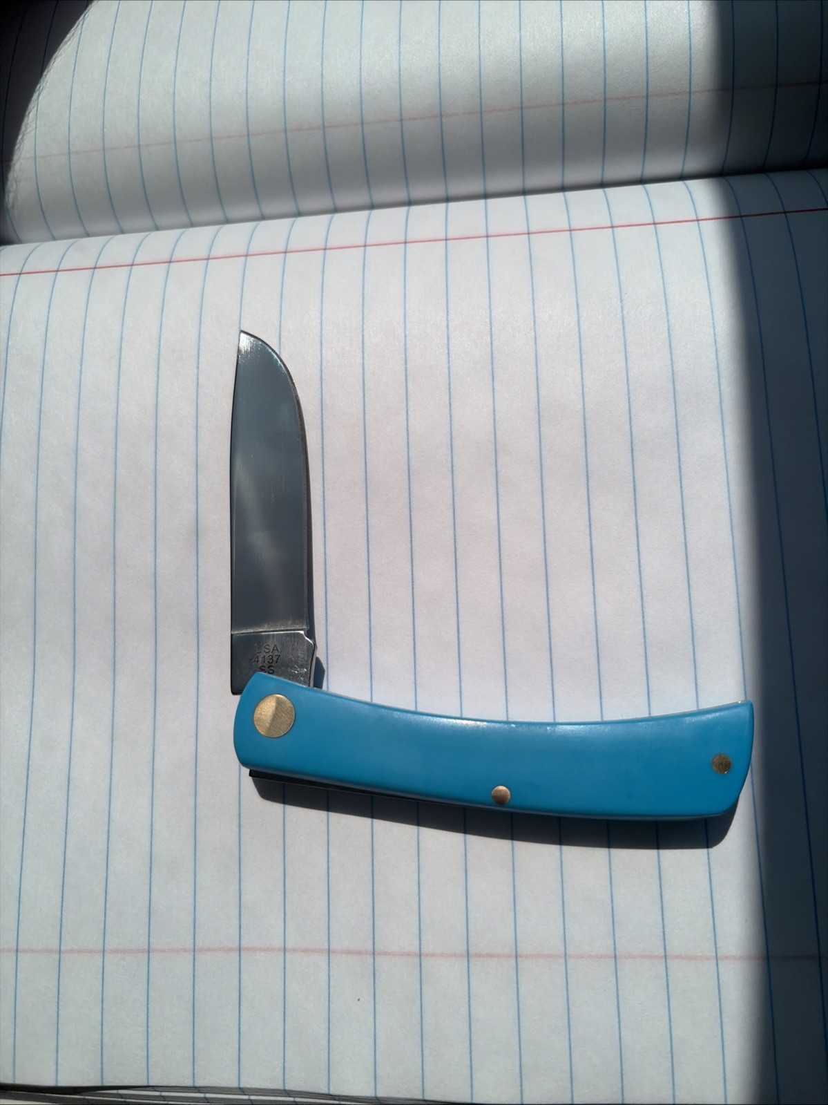Case XX Sod Buster Jr 4137 SS Light Blue Synthetic Pocket Knife w/ Box USA