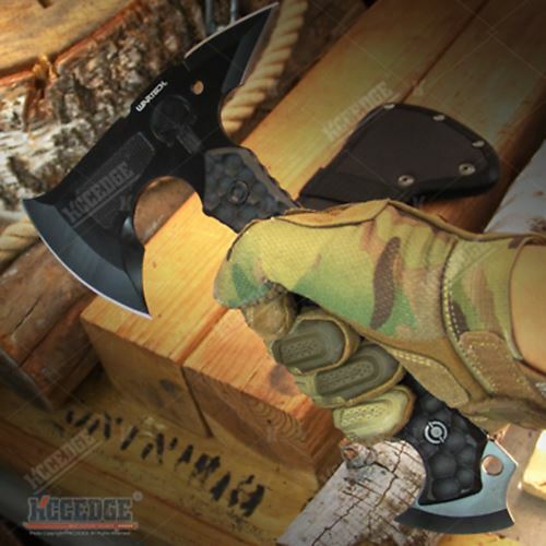 10″ SKULL FULL TANG Tactical Hunting Camping Survival Axe w/ Spike