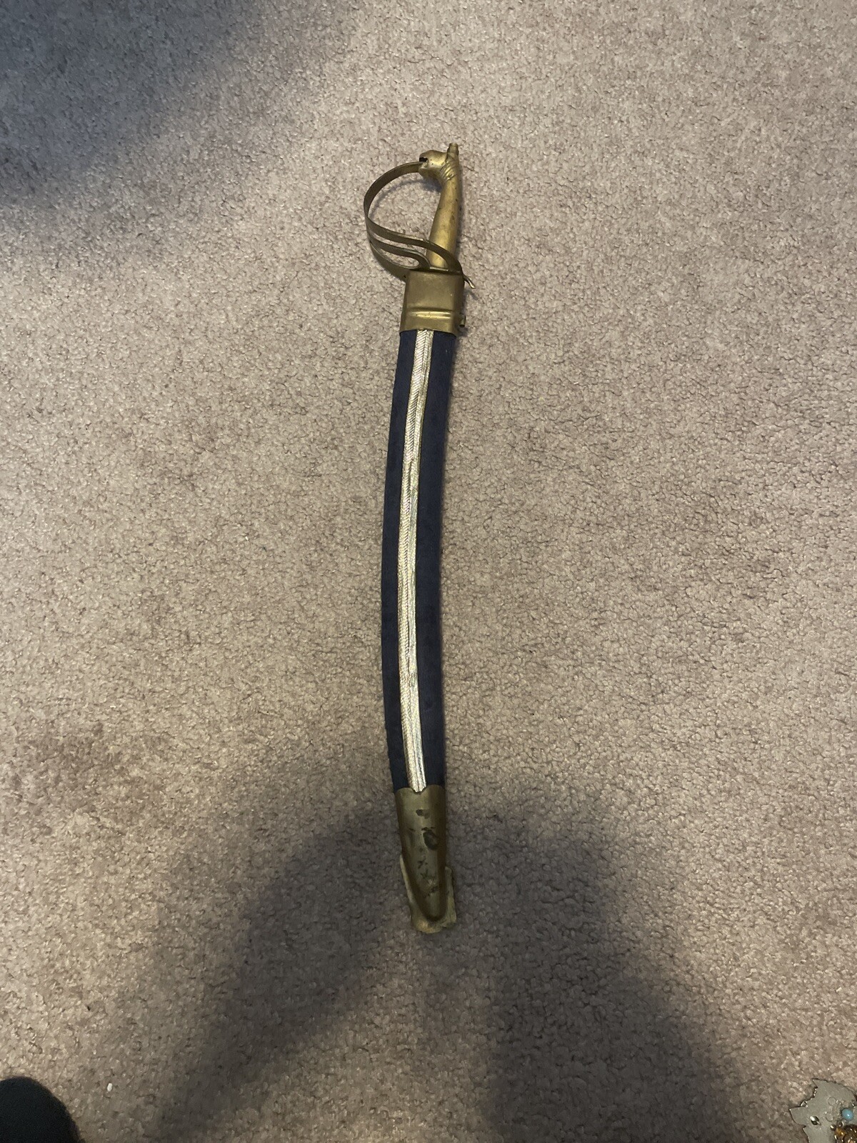 Vintage Made In India Curved Katana Or Sword With Fabric Sheath