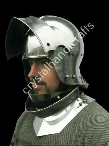 Antique Visored French Sallet Vintage Helmet With Bevor 15Th Century Model Sugar