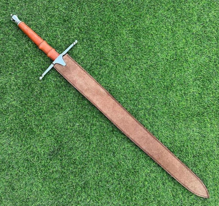 Handmade Zweihander Greatsword High CARBON STEEL Two Handed Sword With Leather