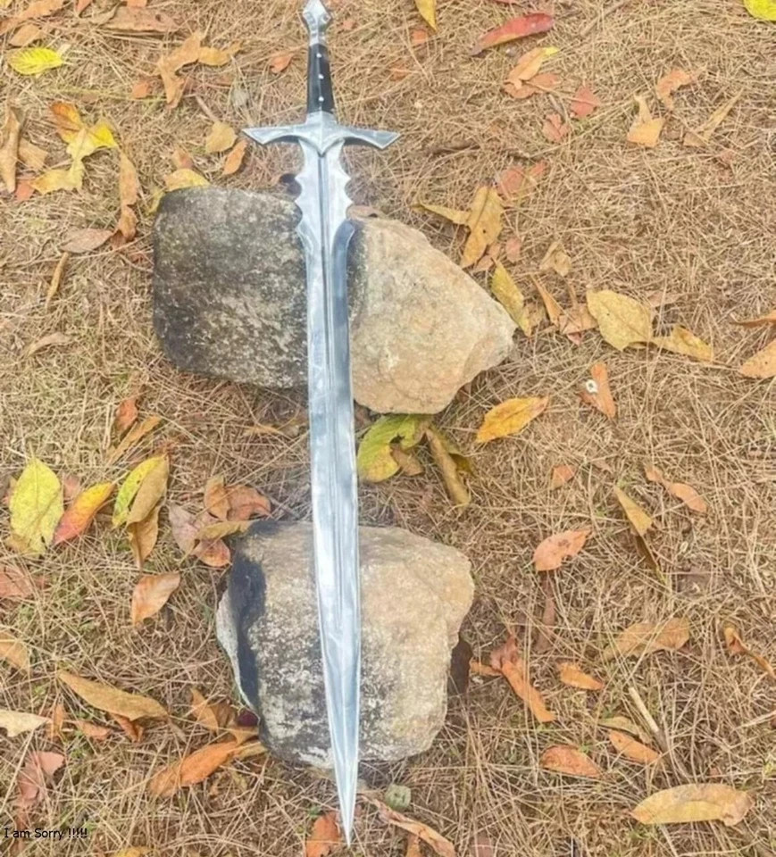 36″ Straight Long Viking Sword | Handmade Carbon Steel Blade | Hunting | Camping