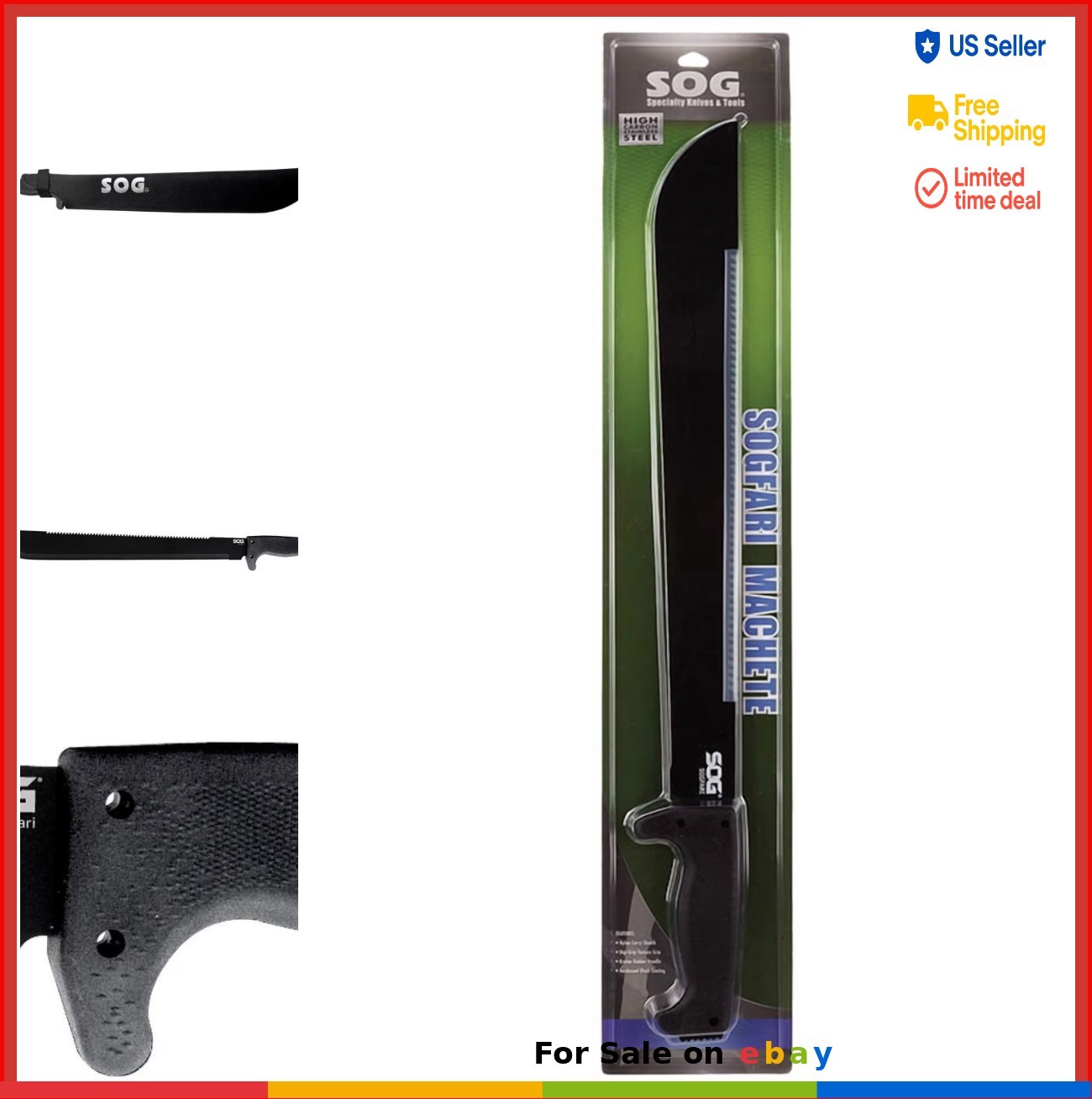 Fixed Blade Machete 18 Inch High Carbon Stainless Rubber Grip Saw Back
