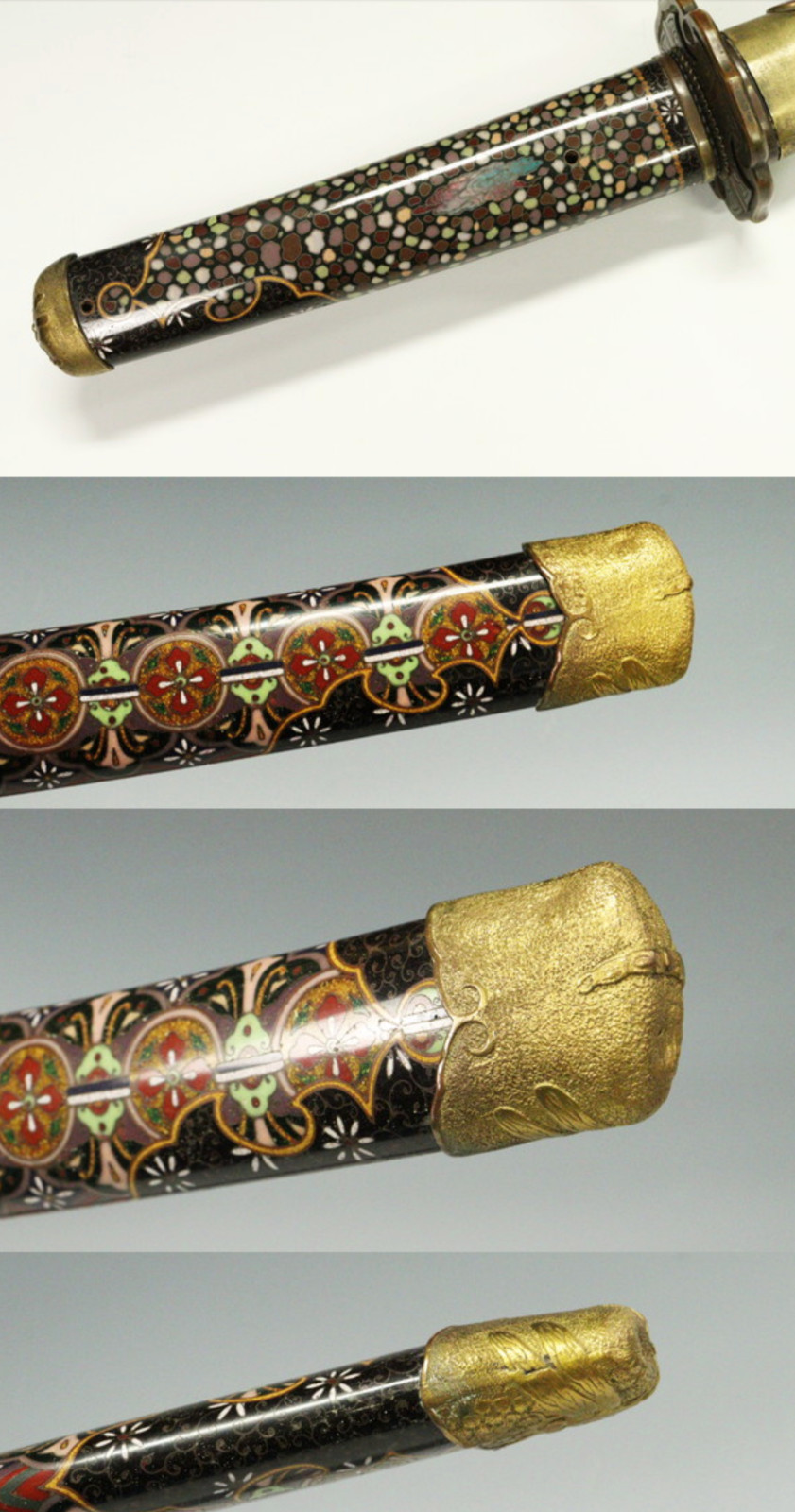 Museum Samurai Tachi Koshirae Gold Maki-e Pearl Inlay For 13mm Thick Sword Mount