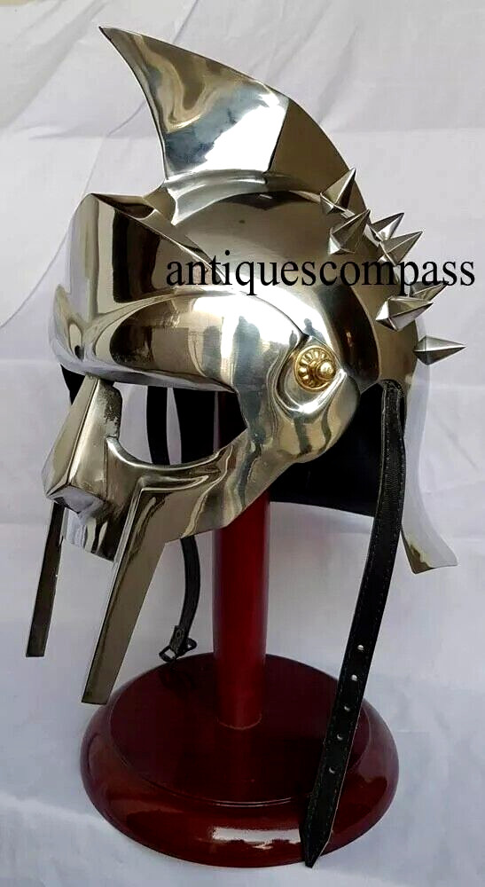 Medieval Maximus Gladiator Helmet With Wooden Stand Wearable Metal Designed Gift