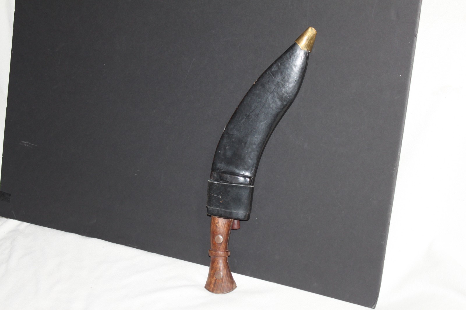 Vintage India Kukri Knife w/ Sheath & 2 Small Knives Full Tang Nepalese Gurkha