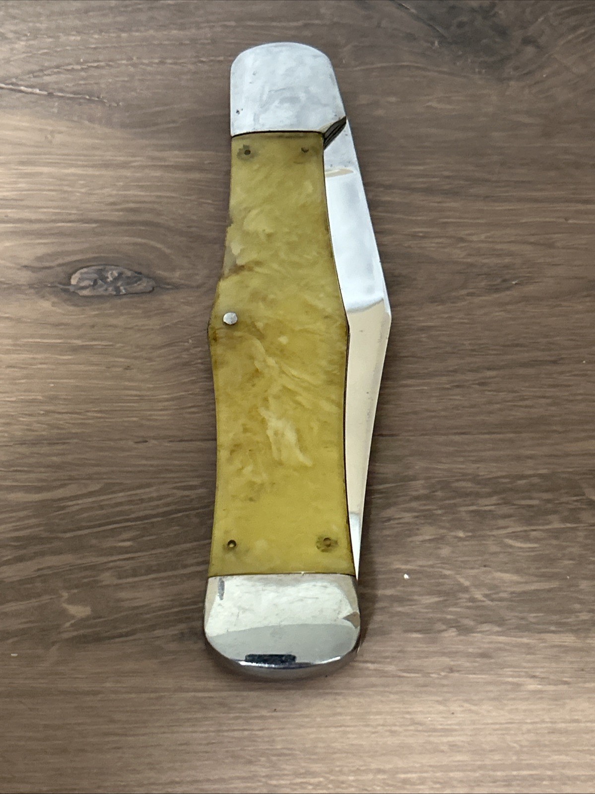 Vintage KaBar/Union Cutlery Co. Lg. Coke Bottle Yellow Celluloid Handle Mint