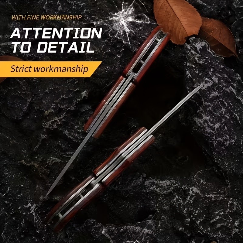 Damascus Deployable Folding Knife, Outdoor Pocket Jungle Hunting Knife