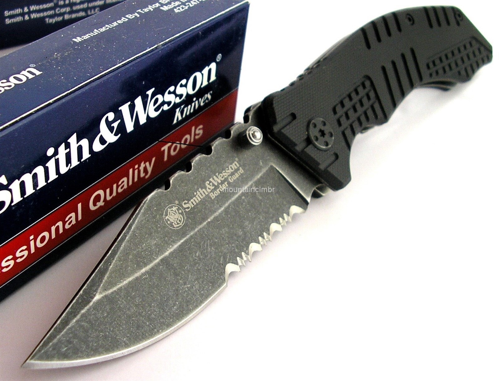 Smith & Wesson Border Guard Blackwashed Clip Point 7.9″ / 4.5″ G10 Knife SWBG9BS