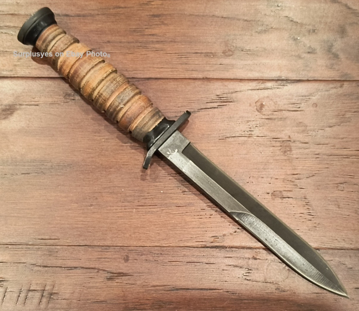 WWII M3 Trench Fighting Combat Knife Stacked Leather Tactical Reproduction
